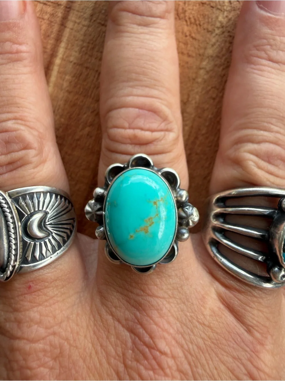 Navajo Handmade By Ronnie Martinez Kingman Turquoise Ring Size 8.5